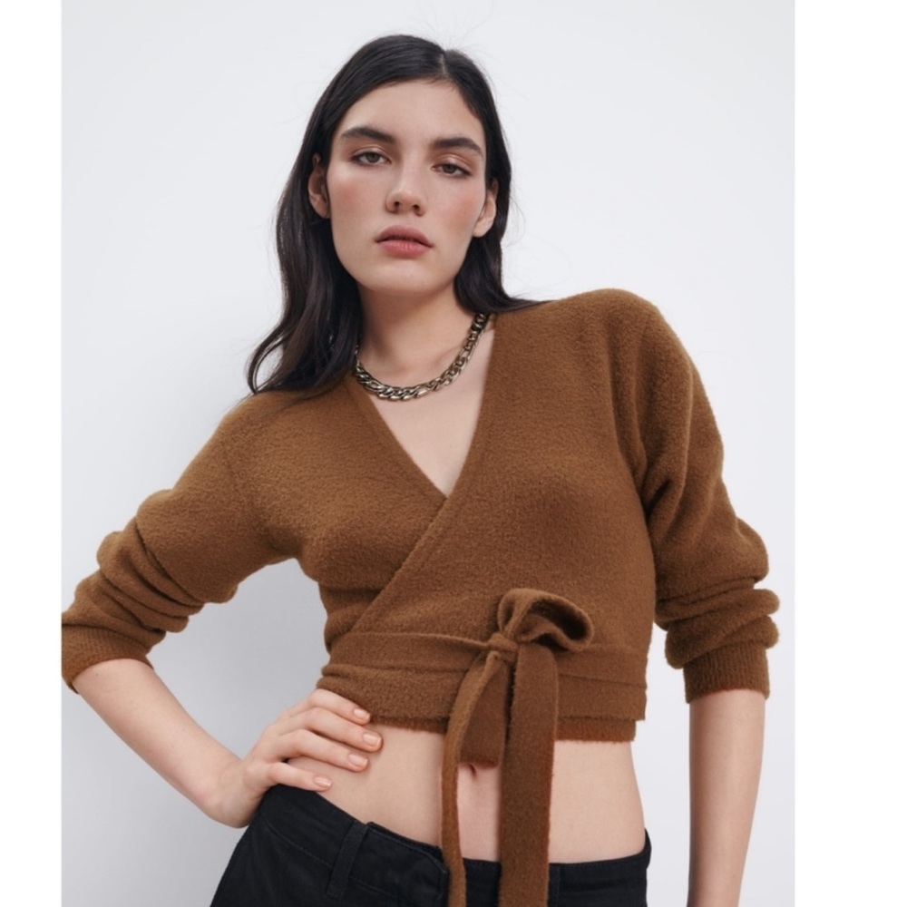 ZARA WRAP SWEATER CROPPED